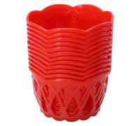 HOMOCONO 12pcs Red Plastic Storage Basket Set round Hollow-out Design, Portable Fruit and Egg Holder for Supermarket and Kitchen Storage, Smooth Grinding Surface for Easy Cleaning