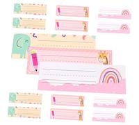 HOMOCONO 15pcs Classroom Desk Nameplates Paper Stickers School Name Tags for Students with Mixed Giraffe Pencil Rainbow Styles Easy to Use Adhesive Labels for Desk Organization and Learning
