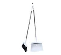 HOMOCONO 180degree Broom Dustpan Set Long Handle Foldable Stainless Steel Standing Dustpan Broom for Floor Cleaning Home Cleaning Device