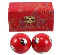 HOMOCONO 1pair Portable Hand Therapy Balls with Brocade Box Low-Temperature Enamel Tai Chi Massage Balls for Hand Strengthening Flexibility and Relaxation Auditory Stimulation Suitable