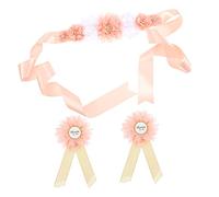 HOMOCONO 1set Maternity Flower Sash Mommy Daddy Corsage for Showers Pregnancy Photos Gorgeous Floral Design Easy to Costume Unique Props for Expecting Parents
