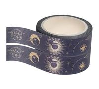 HOMOCONO 2 Rolls Blue Washi DIY Crafts Tape Moon and Star Shapes, Lightweight Paper Scrapbooking Supplies for Journals and Creative DIY Projects, Unique Elegant Design