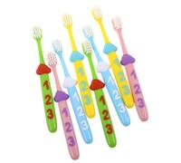 HOMOCONO 2 Sets Toddler Toothbrush: Child Tooth Brush with Number Handle - Plastic Soft Bristles Kids Toothbrush for Ages 3-12 Gentle Cleaning