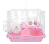 HOMOCONO 2 Tier Castle House Hamster Cage for Small Pets and Dwarf Hamsters with Exercise Wheel, Food Bowl, Water Bottle, and -ventilated Plastic Small Animal Habitat