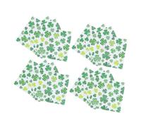 HOMOCONO 20pcs Green Clover Napkin Lucky Shamrock Irish Dinner Napkins Square Tableware for Wedding Party St Patricks Day Decoration