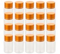 HOMOCONO 20pcs Portable Pill Bottles 20ml - Small Round Plastic Medication Jar with Caps Leakproof Sealed Containers for Travel Toiletries Lab Reagent Storage Transparent