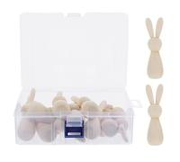 HOMOCONO 20pcs Unfinished Bunny Figurines to Paint - Wooden Rabbit Doll - Nature Doll Bodies - DIY Easter Bunny Sculpture Classroom Art Project