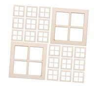 HOMOCONO 24Pcs Miniature Wooden Four-Pane Window Frames for Dollhouse Realistic Mini Windows for DIY Craft Supplies Small Furniture Accessories for Miniature Building Kits and Home Decor