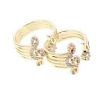 HOMOCONO 2pcs Adjustable Music Note Finger Rings for Couples, Rhinestone Copper Bands with Lasting Shine and Oxidation Resistance, Elegant Music Theme Jewelry for Daily Expressions