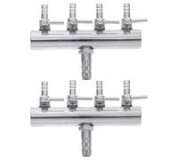 HOMOCONO 2pcs Aquarium Air Pump Valve - Air Flow Control Lever Valve Manifold - Fish Tank Multi-Port Distributor Splitter - Stainless Steel 8-4mm Inline Splitter