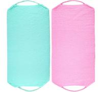 HOMOCONO 2pcs Bath Back Scrubbers Exfoliating Back Towel Foldable Rough Texture Dual-sided Polyester Nylon Bamboo Fiber for Shower Body Care