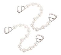 HOMOCONO 2pcs Bling Faux Pearl Shoe Charms DIY Decoration | Shiny Faux Jewelry Chain, Easy Installation and Removal, White Plastic Zinc Alloy Accents