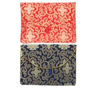 HOMOCONO 2pcs Brocade Buddhist Scriptures Pouch Small Storage Bags with Decorative Embroidery, Lightweight Chinese Style Book Pouches for Travel and Outdoor Use