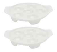 HOMOCONO 2pcs Ceramic Snail Baking Dish Set White Porcelain Plate for Shellfish with Delicate Workmanship and One-piece Molding Suitable for Dishwasher and Fridge Use
