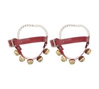HOMOCONO 2pcs Christmas Santa Boot Brass Bell Pair, Costume Shoe Bells | Red PU and Brass Vintage Design, Crisp Jingle Sound, Antirust Finish, Halloween Celebrations, Festive Footwear Accessory