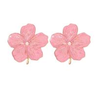 HOMOCONO 2Pcs Floral Petal Shaped Dresser Pulls Pink Decorative Cabinet Knobs for Drawers, Wardrobes, and Bathroom Furniture
