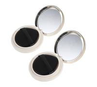 HOMOCONO 2pcs Loose Powder Containers with Puff and Mirror, Empty Compact Cushion Foundation Box for Daily Use, Featuring Even Application and Prevents Shaking, Made of Plastic and Glass