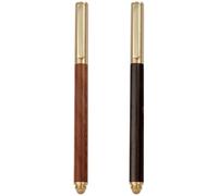 HOMOCONO 2pcs Multi-function Gel Pens Wooden Fine Tip and Brass Clip, Large Capacity Ink, Portable Office Business Pen for Schools and Formal Occasions, Smooth Writing Supply