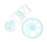 HOMOCONO 2pcs Multifunctional Geometric Drawing Rulers Plastic Templates with Stable Drawing and Easy to Observe Features for Painting Templates and Network Design