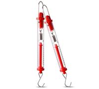 HOMOCONO 2pcs Plastic Spring Scale Cylinder Dynamometer with Hanging Ring and Easy to Read Markings for School and Classroom Use, Portable Mechanical Weighing Scales in Red Random Color