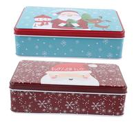 HOMOCONO 2pcs Santa Claus Christmas Boxes Festive Storage Containers for Candy Cookies and Treats Tinplate Design Packaging for Holidays and Parties