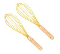 HOMOCONO 2pcs Silicone and Wood Manual Egg Whisk Set for Baking Tools, Hand Held Mixer Blends Foods Quickly, for Making Sauces and Scrambled Eggs in Home Kitchen