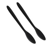 HOMOCONO 2pcs Silicone Cooking Spoons Set Black Non-Stick Kitchen Spoons for Soup and Salad Easy to Clean Multipurpose for Everyday Cooking