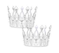 HOMOCONO 2pcs Silver Rhinestone Tiara Bridal Headpieces for Bride with Universal Fit Plastic Circular Design, Elegant and Regal Hair Accessories for Birthday and Family Events