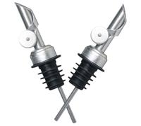 HOMOCONO 2pcs Stainless Steel Wine Pourers Bottle Dispenser Spouts with Cap Silver Portable Oil Pourer Spout Cork Easy to Disassemble One-Handed Operation for Daily Use