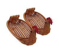HOMOCONO 2pcs Woven Storage Baskets Small Decorative Imitation Rattan Animal Shape Egg and Fruit Organizer Bins for Easter Home Kitchen Bathroom Storage