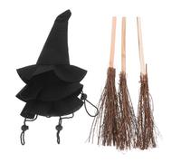 HOMOCONO 3 Set Halloween Witch Hat and Mini Broom DIY Decorations for Party Favors Birthdays and Weddings Classic Witch Theme Accessories Friendly Design for Spooky Atmosphere