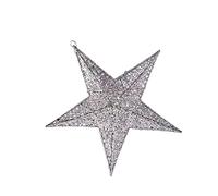 HOMOCONO 30cm Silver Iron Pentagram Star Pendant Christmas Hanging Decoration Glitter Star Ornament for Tree Indoor Holiday Decor 150g