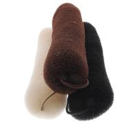 HOMOCONO 3pcs Hair Bun Makers with Elastic Bands Donut Hair Curlers for Women and Black Beige Coffee for School and Casual Updo Styling