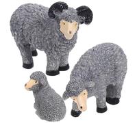 HOMOCONO 3Pcs Miniature Goat Statues Resin Sheep Figures for Garden Decor Adorable Animal Ornaments for Gardens Lawn Desktop and Balcony