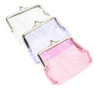 HOMOCONO 3pcs Portable Coin Purses for Women and Girls, Mini Wallets with Dazzling Glitter Design, PVC Material, for Office and Beach Use