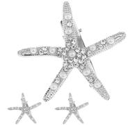 HOMOCONO 3pcs Star Hair Pins for Women Alloy Metal Hair Clips Silver Elegant Charming Accessories for Wedding and Shopping Fixing Loose and Decorating