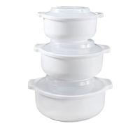 HOMOCONO 3pcs White Pp Refrigerator Meal Container Set with Lids Multifunctional Use Safe to Use Kitchen Food Containers for Microwave and Freezer Storage