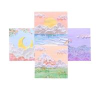 HOMOCONO 4 Books Self-stick Note Pads with Strong Adhesion and Smooth Writing Experience, Paper Material Featuring Minimalist Japanese and Creamstyle Oil Painting Scenery Designs