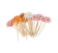 HOMOCONO 40pcs Daisy Flower Cake Toppers Assorted Color Picks for Birthday Parties and Creative Dessert Displays Lightweight Floral Decorations for Events