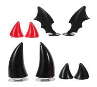 HOMOCONO 4pair Halloween Cat Ears for Helmet PP Bat Wings Devil Horns