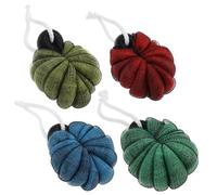 HOMOCONO 4pcs Assorted Colour Bathing Bubble Making Balls Mesh Scrubbers with Gentle Cleansing and Scrubbing Power for Men and Women Bathroom Accessories