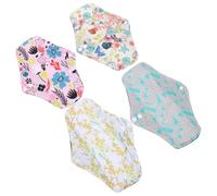 HOMOCONO 4pcs Bamboo Period Pads Washable and Reusable Sanitary Napkins with Comfortable Skin Touch and Button Design, Charcoal Material for Leakproof and Sturdy Feminine Care Random Color