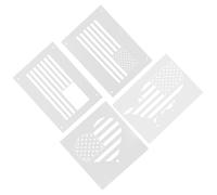 HOMOCONO 4pcs Beige Plastic Wall Paint Stencil with Hollowed-Out American Element Design, Good Toughness and Layered Positioning for Wall Decoration and Offices, Unique and Decorative Art