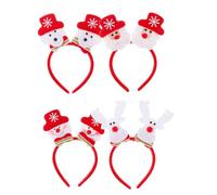 HOMOCONO 4pcs Christmas Headband Set for Women, Xmas Hair Accessories Non-deformable Fabric Material, Cartoon Shaped Snowman and Santa Claus Designs for Party Costume