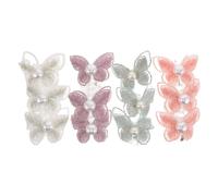 HOMOCONO 4pcs Elastic Telephone Wire Hair Ties with Elegant Lace Wing Pattern, Comfortable and Secure Hold Spiral Ponytail Holders, Colorful Telephone Line Hair Bands for Women