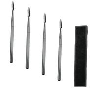 HOMOCONO 4pcs Eyelash and Eyebrow Brushes with Long Wooden Handles, Skin Friendly Flannelette Material, Not Easy to Break or Deform, for Home Use and Makeup Occasions, Includes Storage