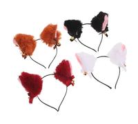 HOMOCONO 4pcs Fox Ear Headband Black White Brown Plush Animal Ears Hairband for Halloween Cosplay Party Girls Adults Boys