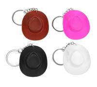 HOMOCONO 4pcs Mini Western Cowboy Hat Keychain Small Lightweight Purse Charm for Backpack Car Keys Bag Decoration Multi-color Cute Hanging Pendant