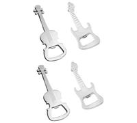 HOMOCONO 4pcs Musical Instruments Bottle Openers with Violin and Guitar Design, Zinc Alloy Keyring Charms for Parties and Camping, Adorable and Practical Beer Openers in Silver