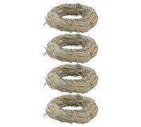 HOMOCONO 4pcs Natural Bamboo Leaf Pet Woven Grass Rings for Hamster and Rabbit Teeth Grinding, Safe Chew Toys in Light Green Colour for Small Animals